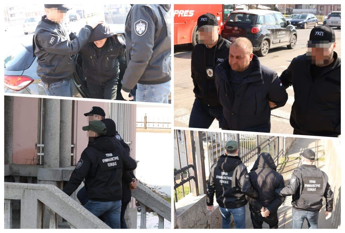 I DRUGA DVOJICA SARADNIKA BIVŠE GRADONAČELNICE NIŠA DOVEDENI U UKP: Jedan se krio ispod kapuljače, ruke na leđima, lisice na rukama (foto)