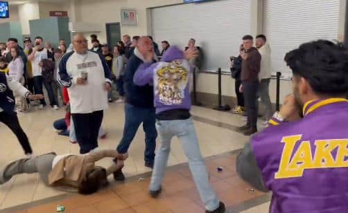 ZAPANJUJUĆI PRIZOR U DENVERU! Brutalna makljaža Jokićevih i Dončićevih navijača u dvorani: Žena je pala na pod, a onda su krenule da sevaju pesnice! (VIDEO)