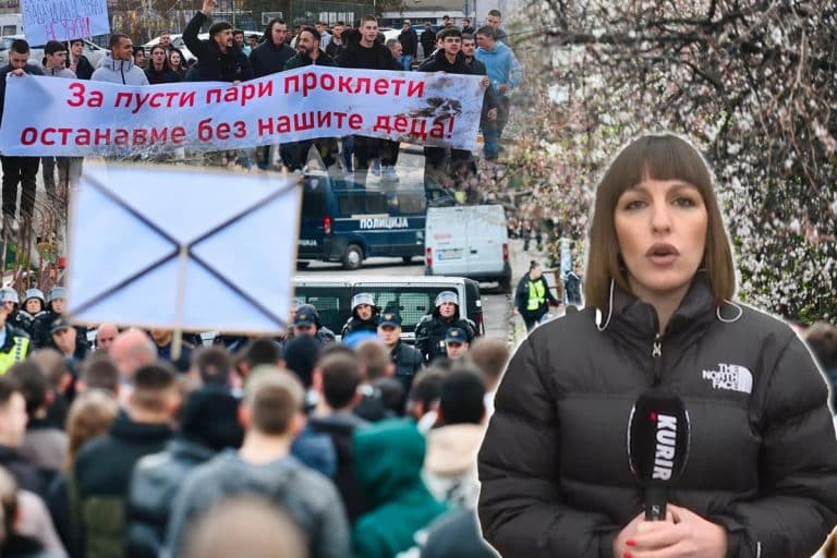 “SVEŠTENIK SE POPEO NA POLICIJSKI KOMBI, PA POSLAO PORUKU” Kurir televizija zabeležila scene sa protesta u Kočanima: Pomeraju se u Skoplje?!