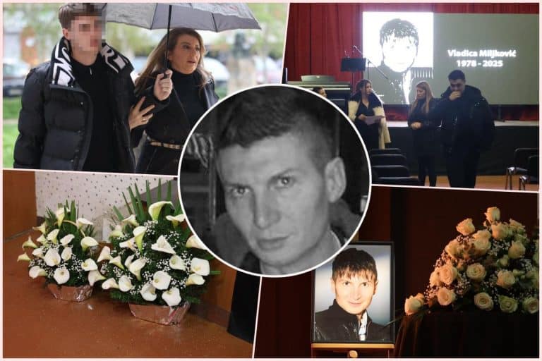 KOMEMORACIJA VLADICI MILJKOVIĆU: Neutešna sestra Viki stigla na poslednji oproštaj od brata: Sva u crnom, sina sve vreme čvrsto drži za ruku (VIDEO)