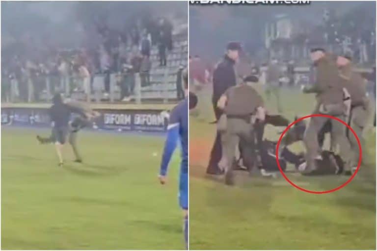 POLICIJA PESNICAMA TUKLA HULIGANA KOJI SE ZALETEO NA FUDBALERE! Nezapamćeni skandal u finalu Kupa BiH! (VIDEO)